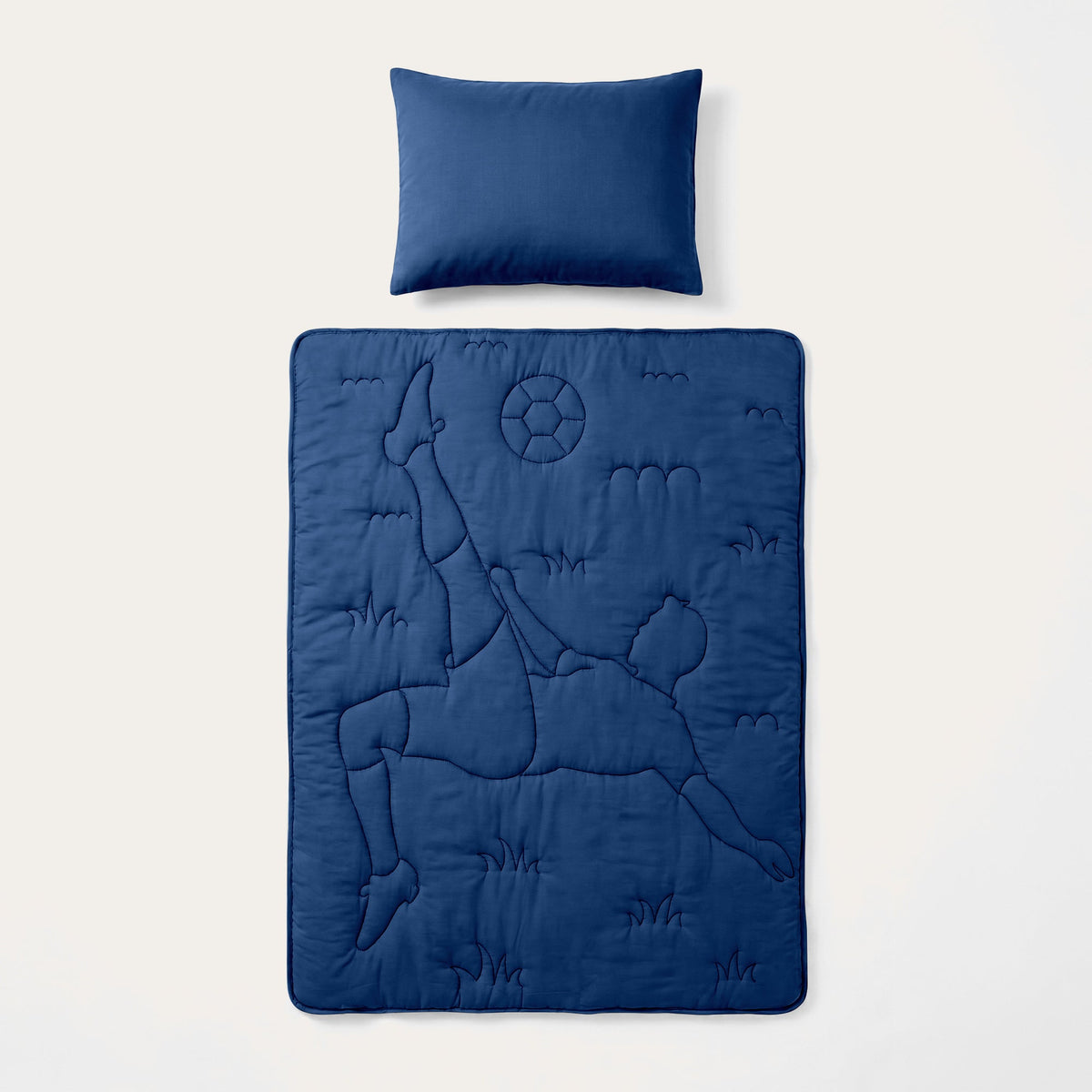 Wasbaar Kids All Season Dekbed | Voetbal Schaar | Navy | Met Kussensloop