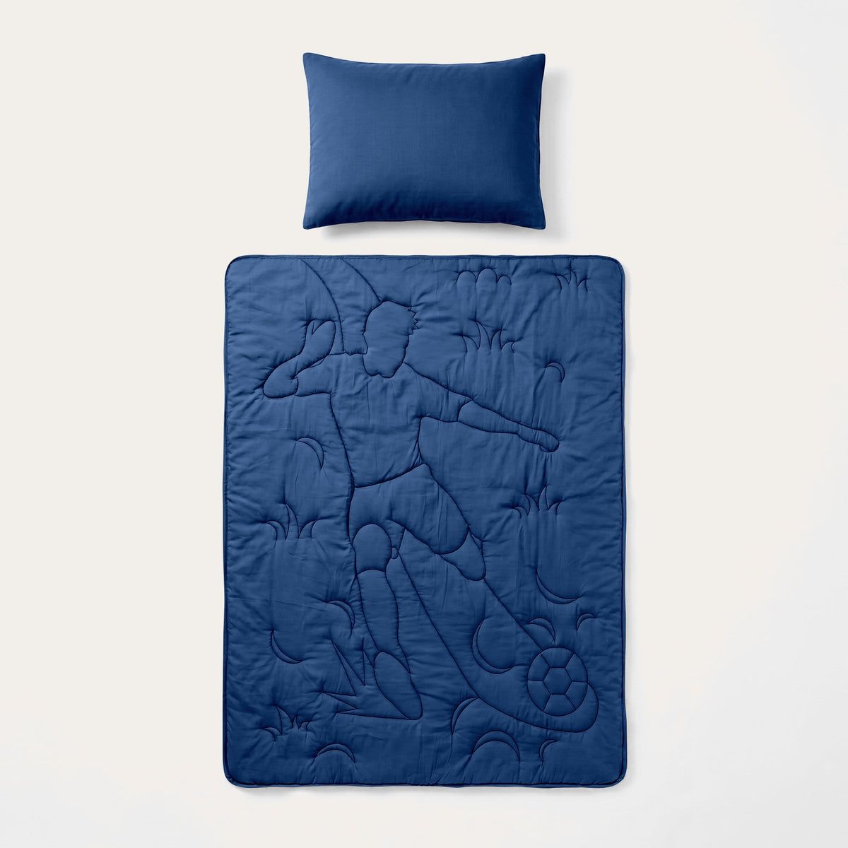 Wasbaar Kids All Season Dekbed | Voetbal schot | Navy | Met Kussensloop