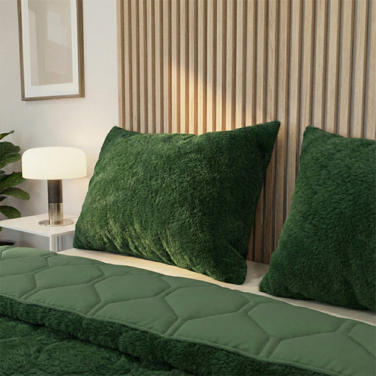 Kussenslopen | Teddy Plush | Dark Green | Set van 2