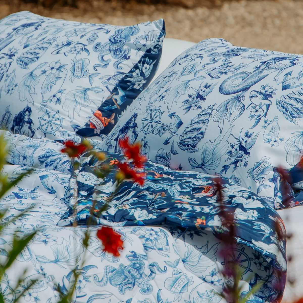 Kussenslopen | A Fish Named Fred & Thehappybed | Sea Paradise | Set van 2
