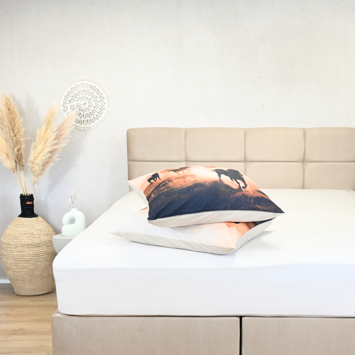 Thehappybed | Terra Plain Horses - kussensloop set 2 stuks - 60x70cm