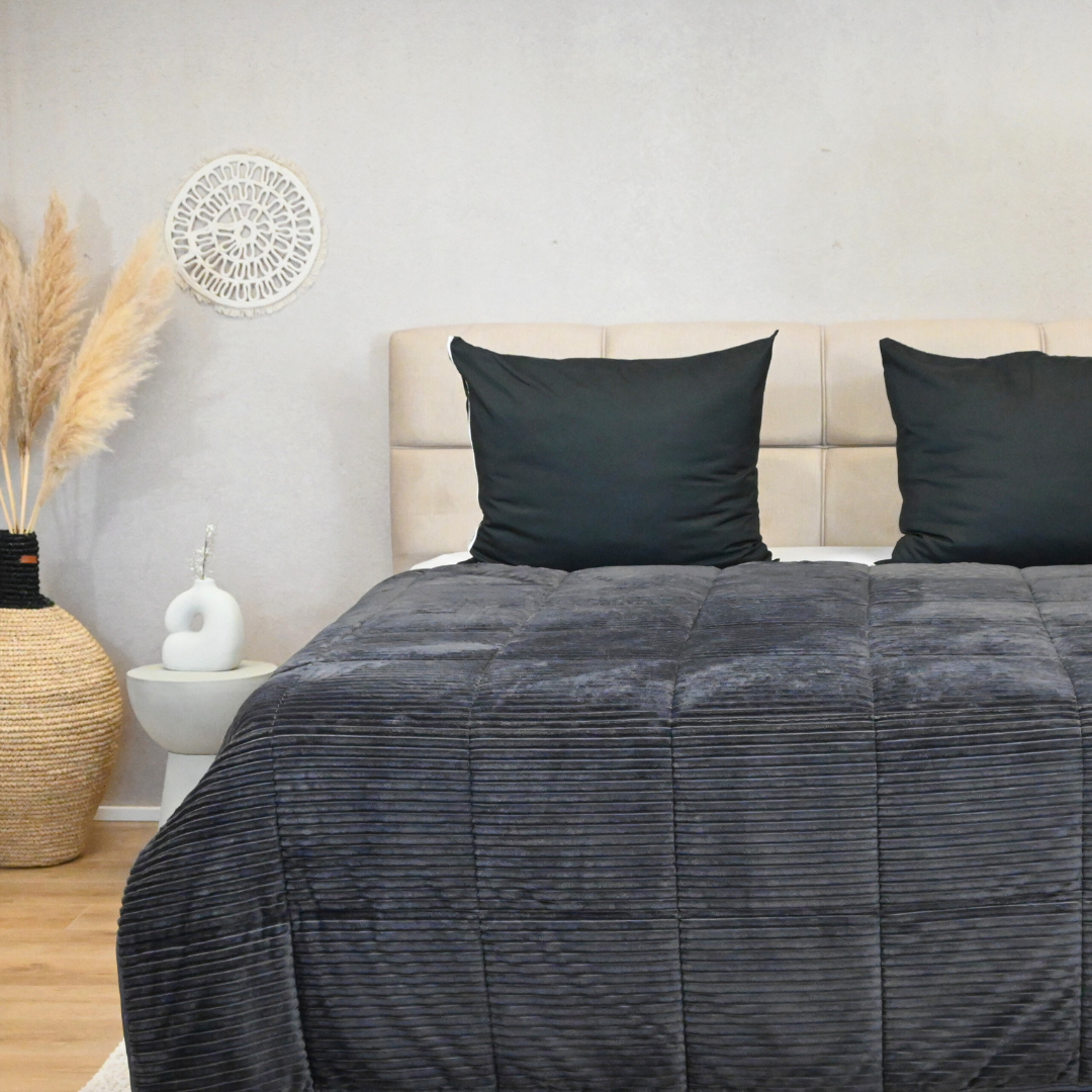 Wasbaar All Season Dekbed | Teddy Rib Square | Black