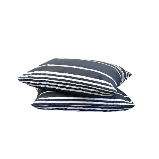 Black lines pillowcase set of 2, 60x70cm, 100% cotton, luxurious comfort.