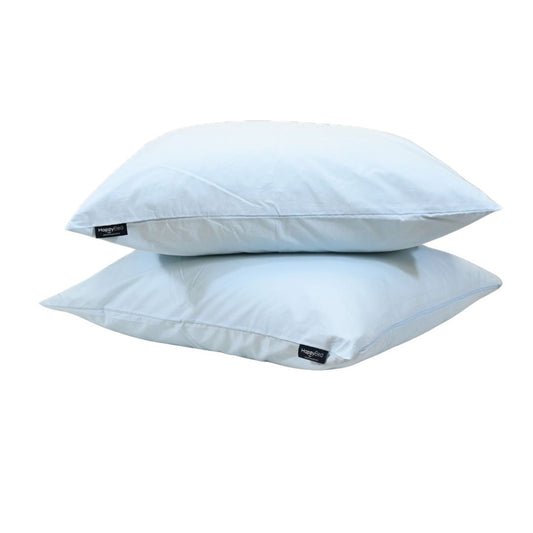 Light blue Thehappybed Premium pillowcase set of 2 made from high-quality percale cotton.