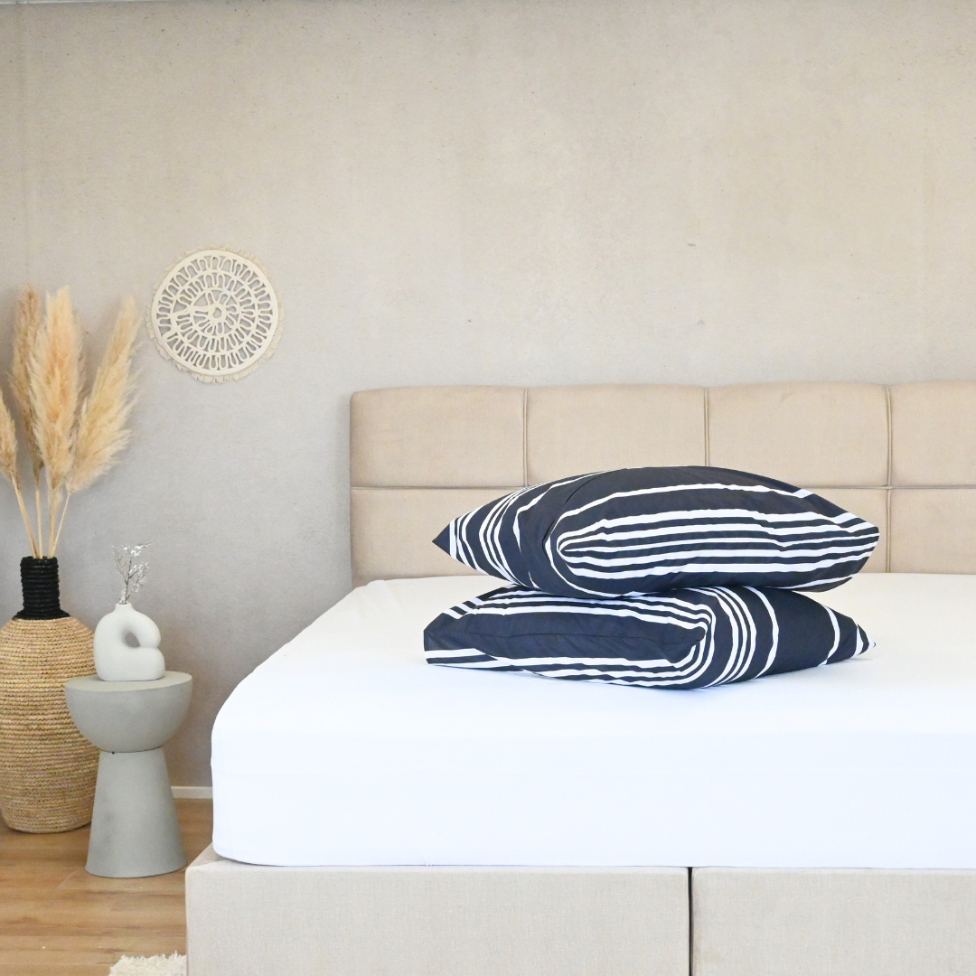 Thehappybed Kussensloop | Black Lines | Set van 2 | 100% Katoen