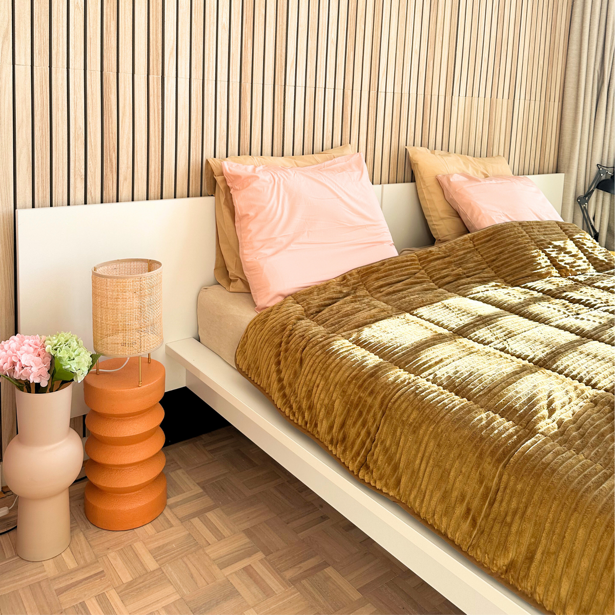 Wasbaar All Season Dekbed | Teddy Rib Square | Bronze Brown