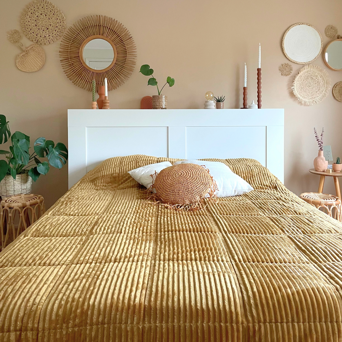 Wasbaar All Season Dekbed | Teddy Rib Square | Bronze Brown