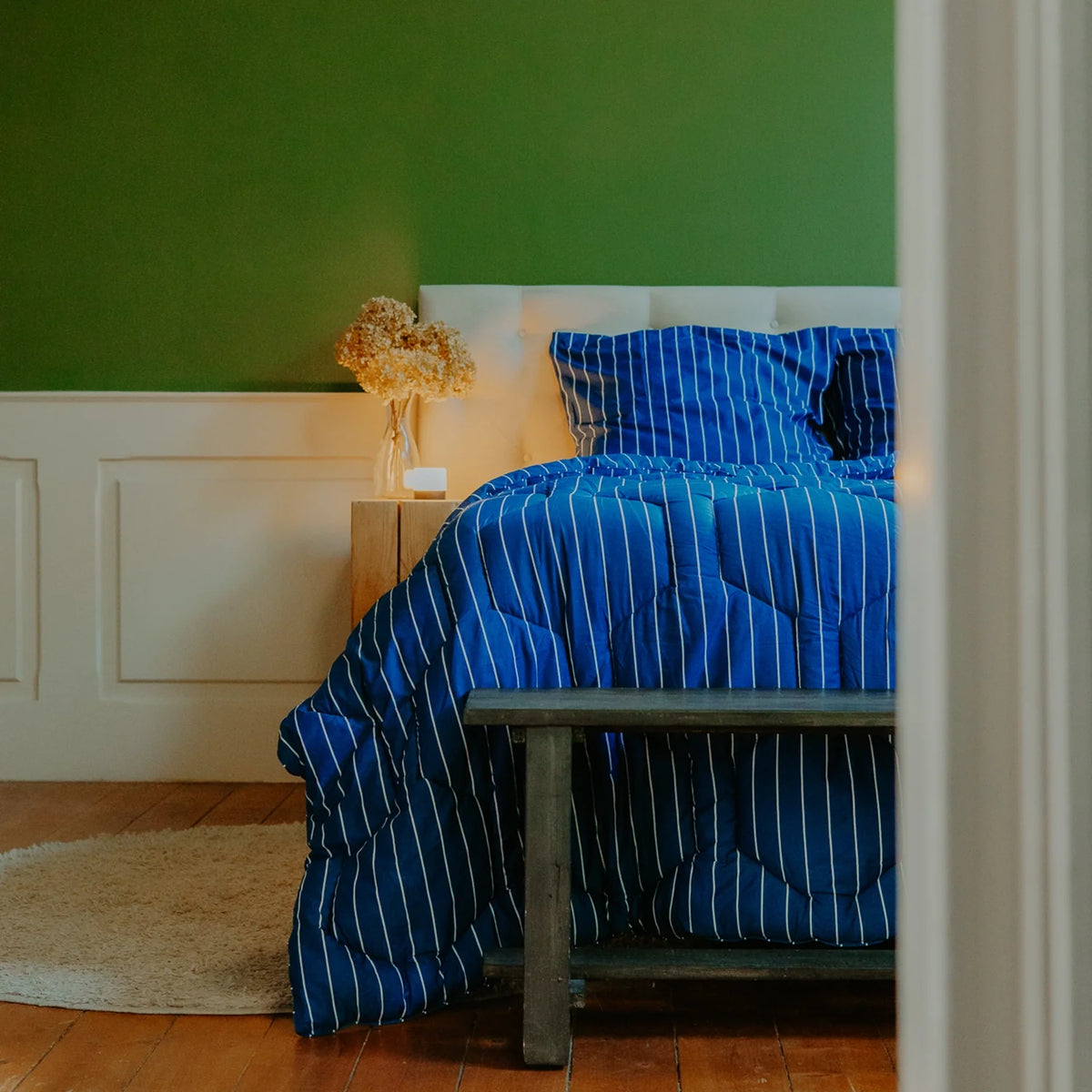 Wasbaar All Season Dekbed | Katoen Satijn | Blue Stripes