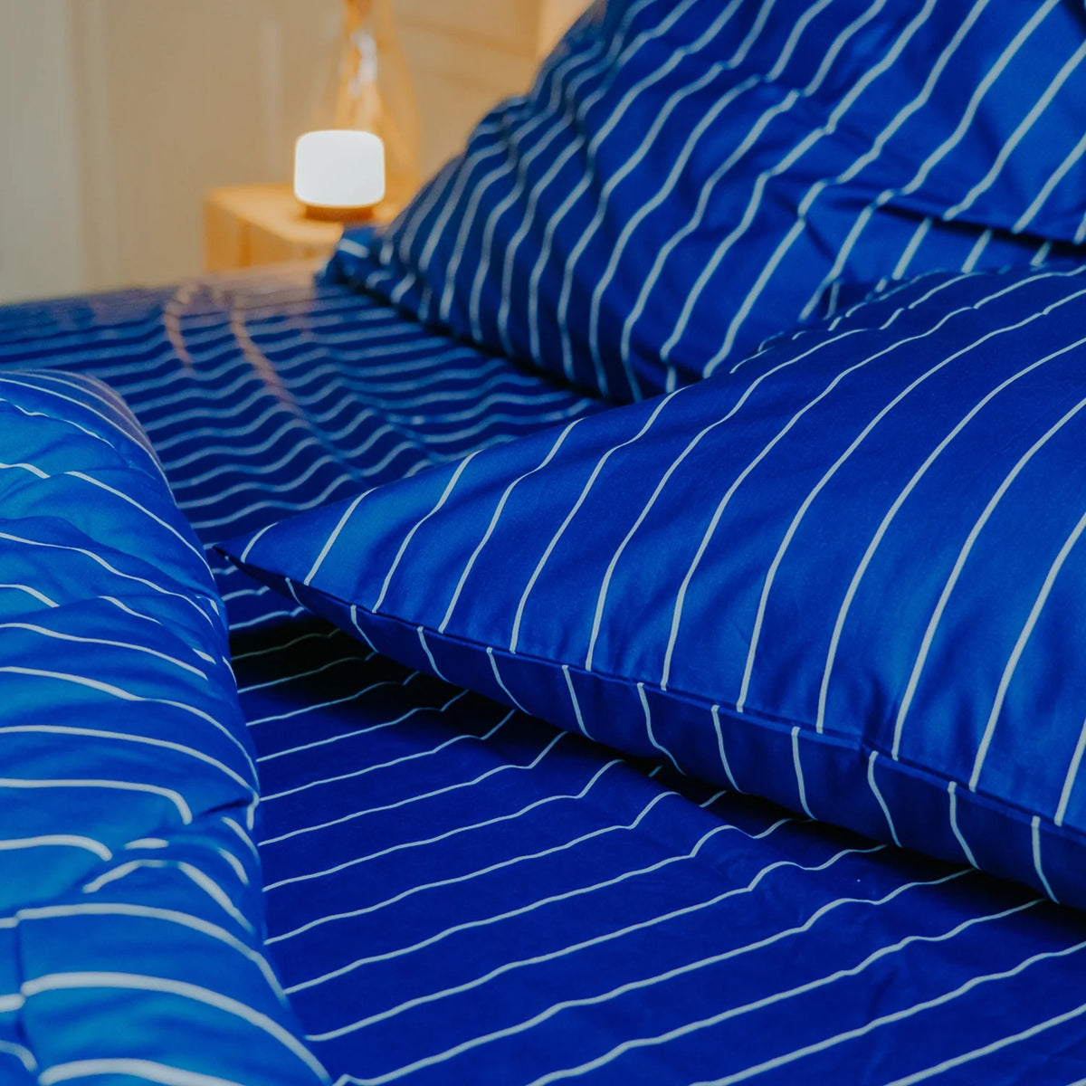 Kussenslopen | Katoen Satijn | Blue Stripes | Set van 2