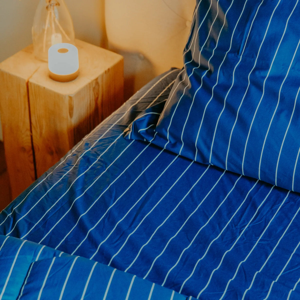 Hoeslaken | Blue Stripes | Katoen Satijn