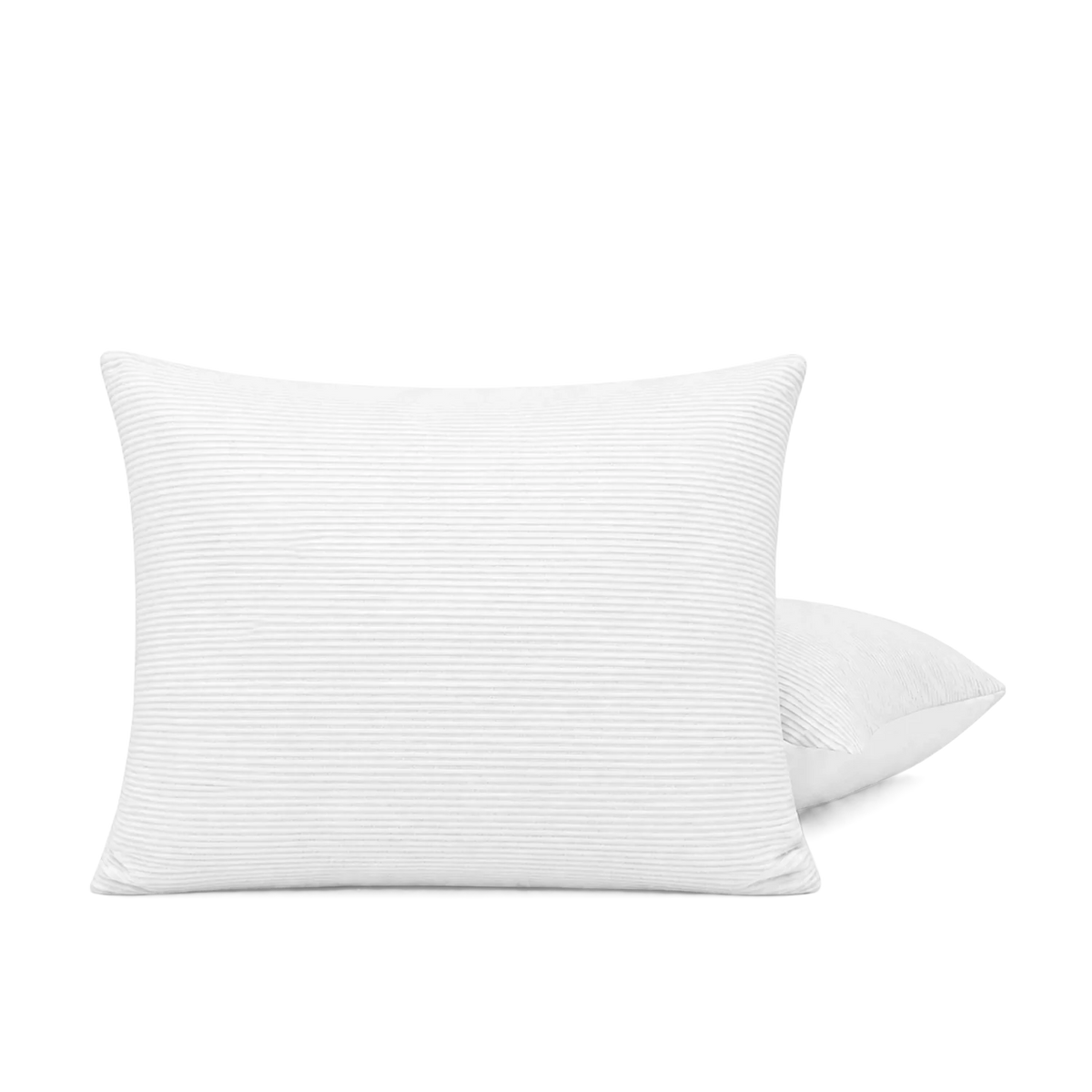 Thehappybed Corduroy Frosty White kussensloop set van 2 stuks met zachte ribstructuur en ritssluiting