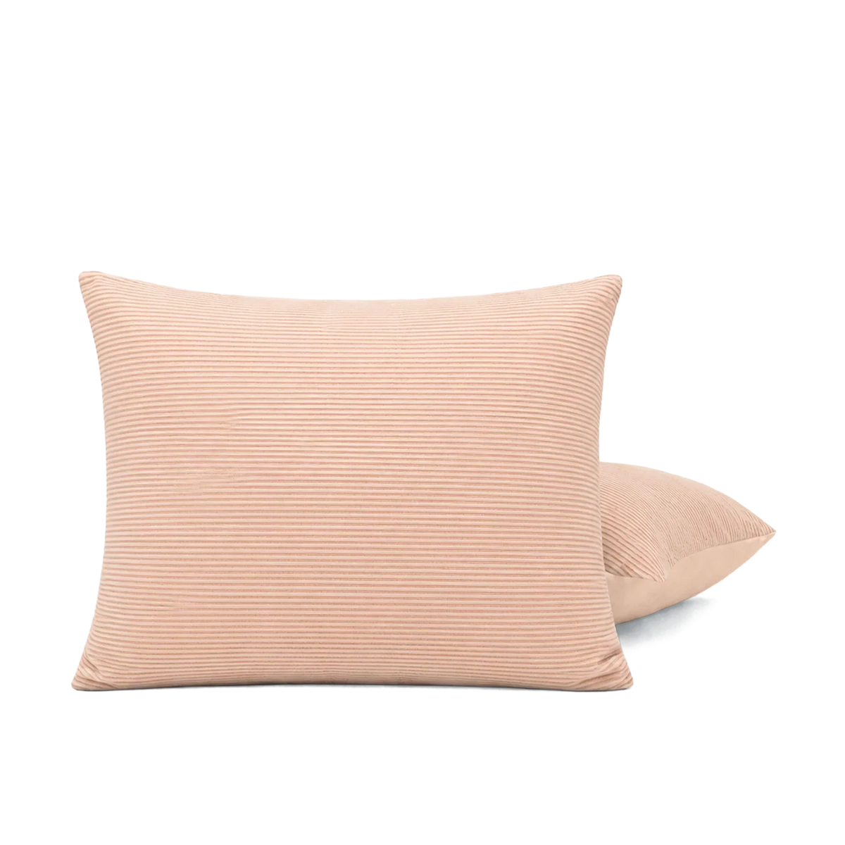 Set van 2 Thehappybed Corduroy kussenslopen in zachte perziktint voor luxe comfort en stijlvolle slaapkamerdecoratie