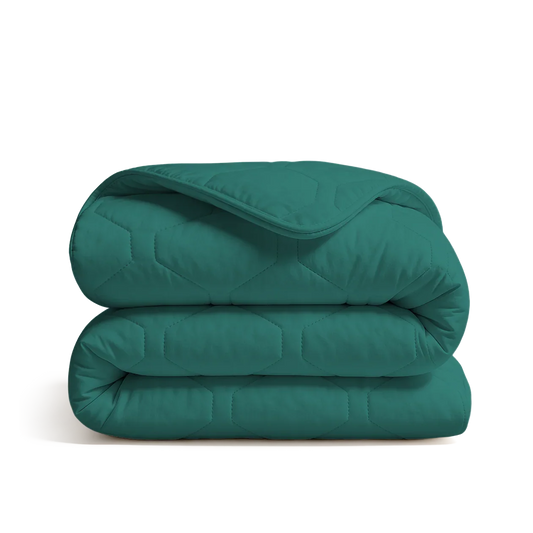 Thehappybed Deep Jungle dekbed in groene blauwe tint voor comfortabele nachtrust het hele jaar door