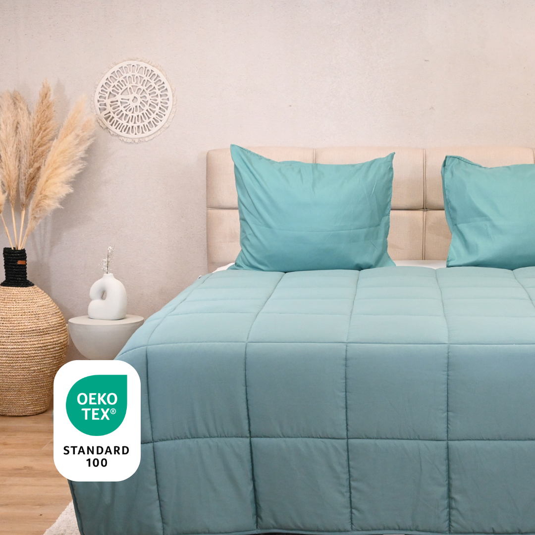 Wasbaar All Season Dekbed | Teddy Rib Square | Sagebrush Green