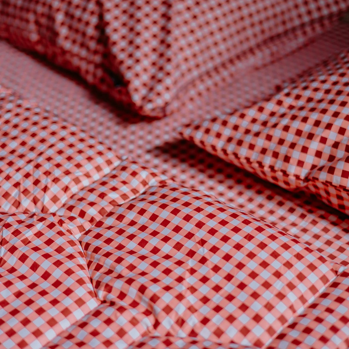 Wasbaar All Season Dekbed | Katoen Satijn | Gingham Burgundy