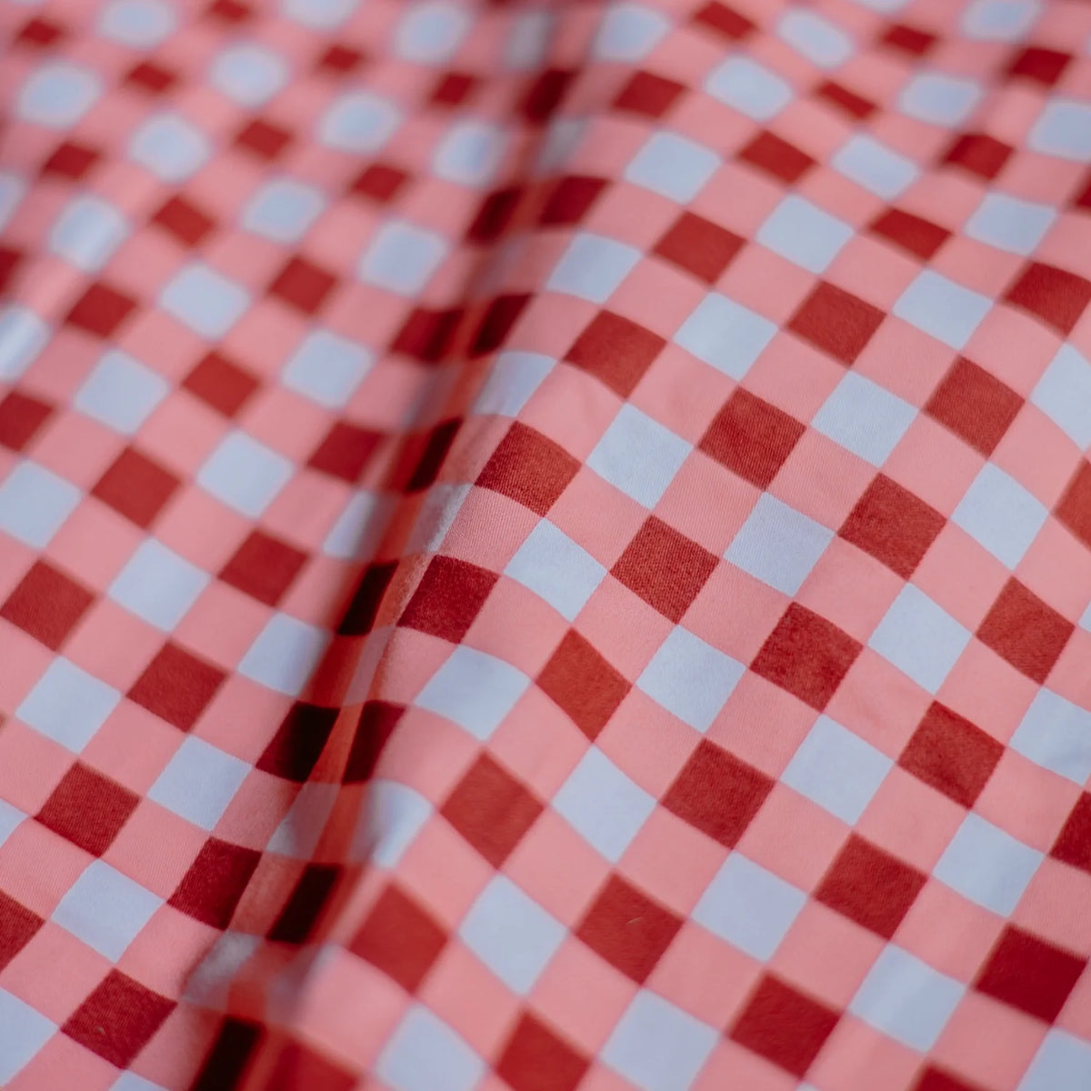 Hoeslaken | Gingham Burgundy | Katoen Satijn