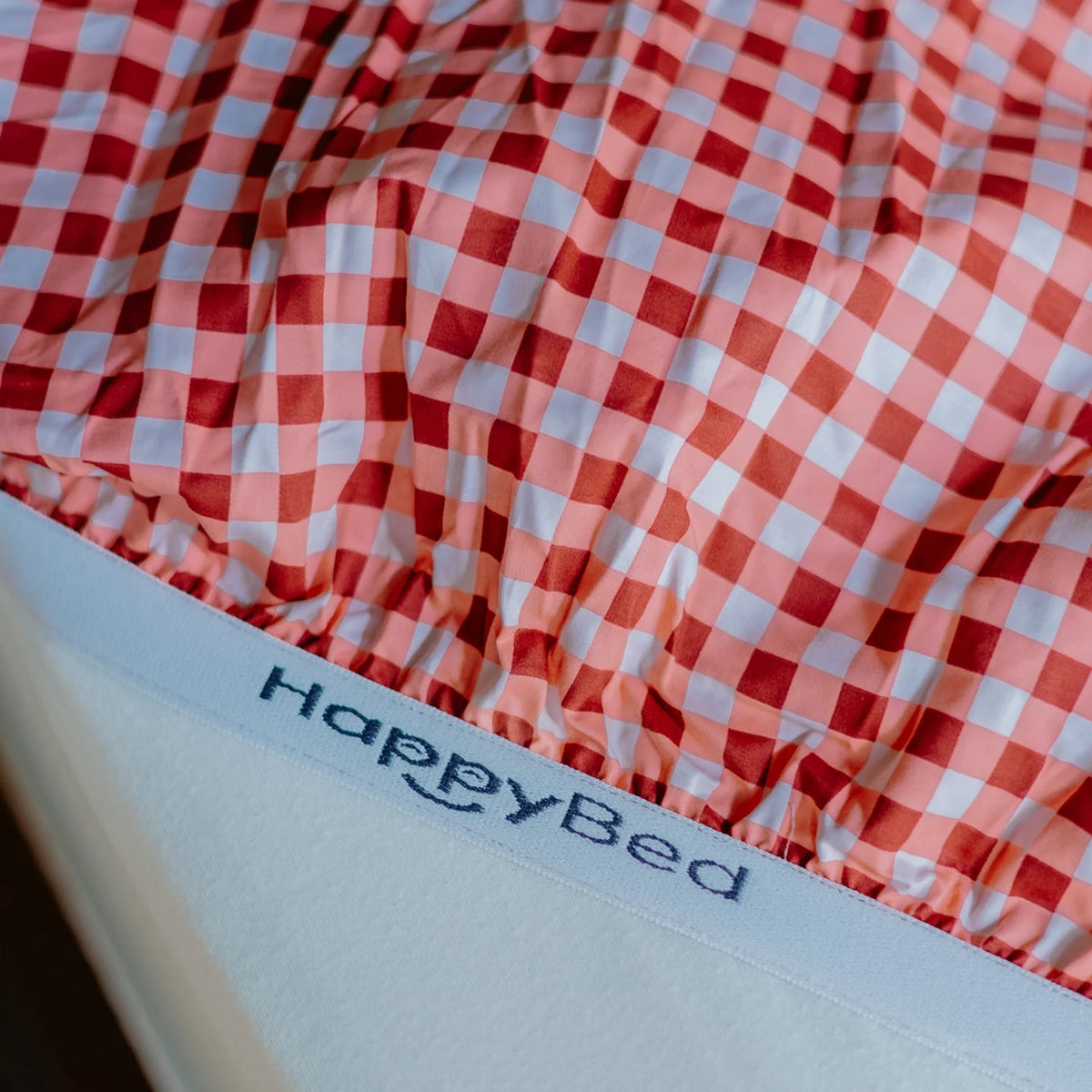 Hoeslaken | Gingham Burgundy | Katoen Satijn