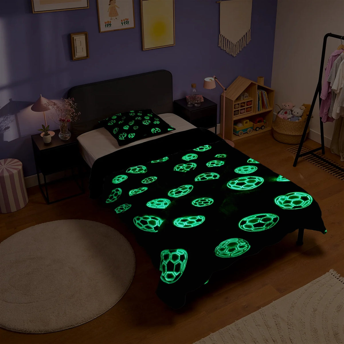 Wasbaar Kids All Season Dekbed | Glow In The Dark | Voetbal | Met Kussensloop
