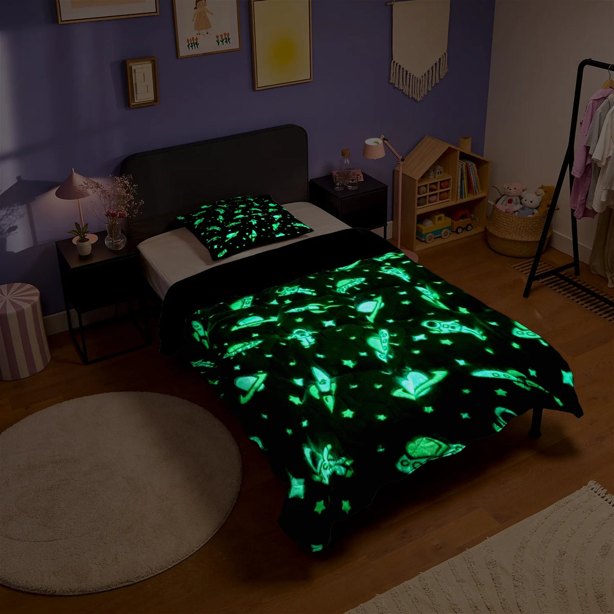 Wasbaar Kids All Season Dekbed | Glow In The Dark | Ruimte | Met Kussensloop