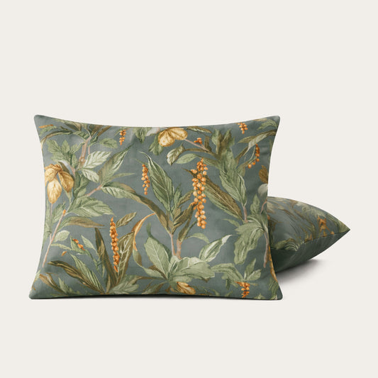 Thehappybed Golden Foliage microvezel kussensloop set van 2 met rits sluiting voor luxe comfort en stijlvolle slaapkamer
