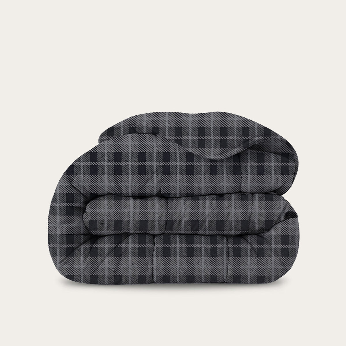 Thehappybed Grey Tartan dekbed met grijs ruitpatroon, zacht, hypoallergeen en geschikt voor alle seizoenen