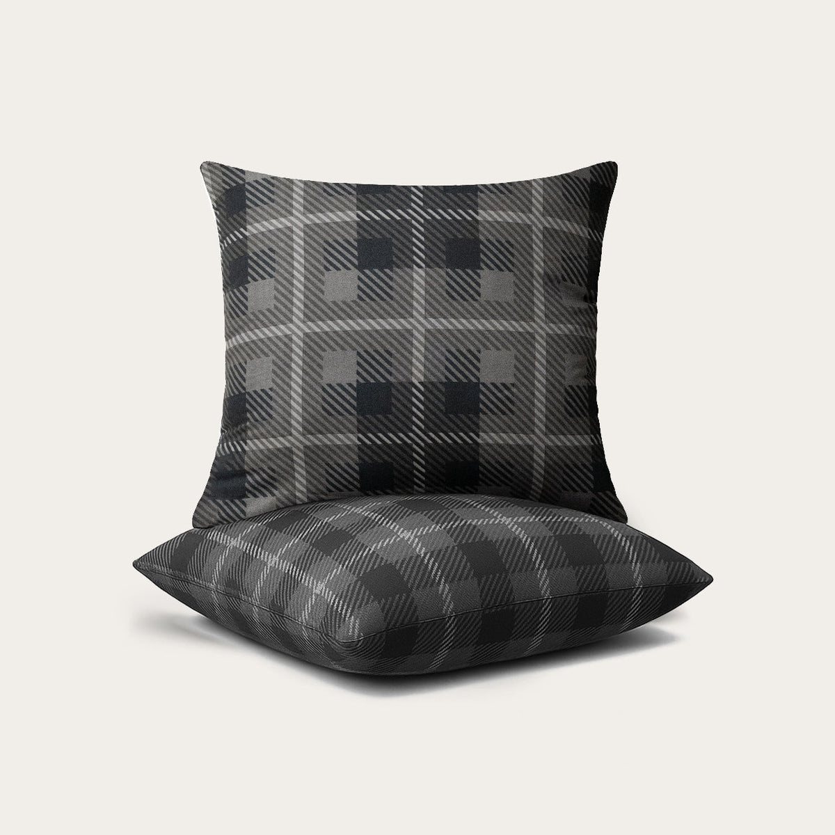 Thehappybed Sierkussensloop | Grey Tartan | Set van 2
