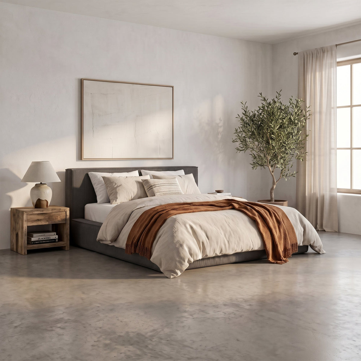 Thehappybed Amour Cosy | Rib | Antra | Bed