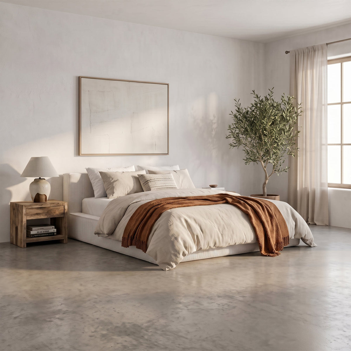 Thehappybed Amour Cosy | Rib | Creme | Bed