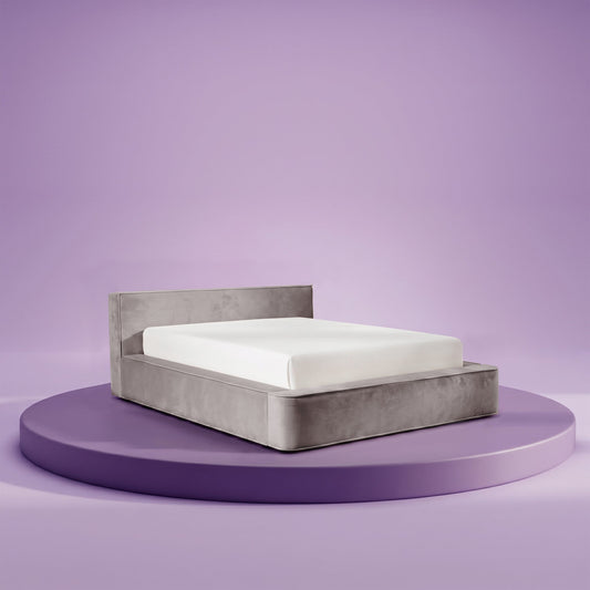 Thehappybed Amour Tranquility | Velvet | Taupe | Bed