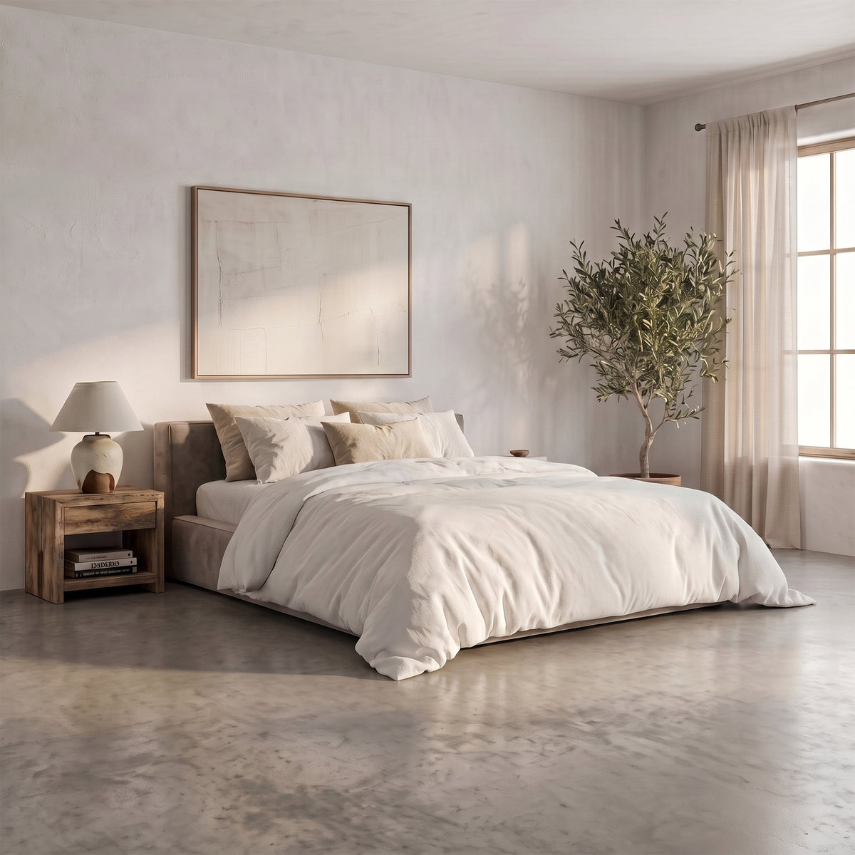 Thehappybed Amour Tranquility | Velvet | Taupe | Bed