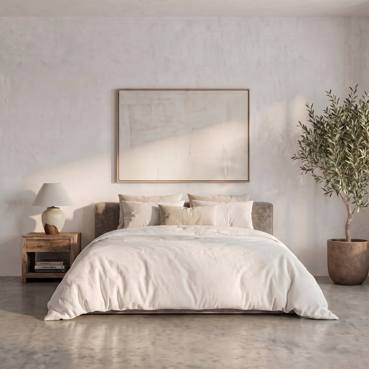 Thehappybed Amour Tranquility | Velvet | Taupe | Bed