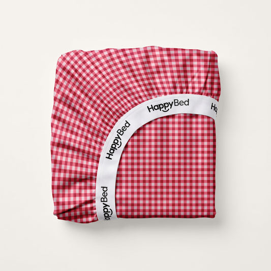 Hoeslaken | Gingham Burgundy | Katoen Satijn