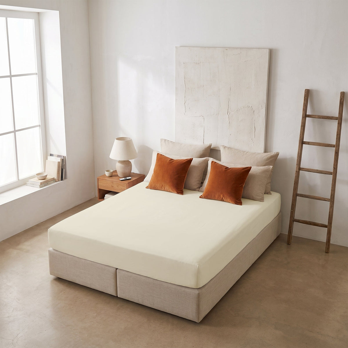 Thehappybed Verkoelend Hoeslaken | Creme | 100% geweven Katoen