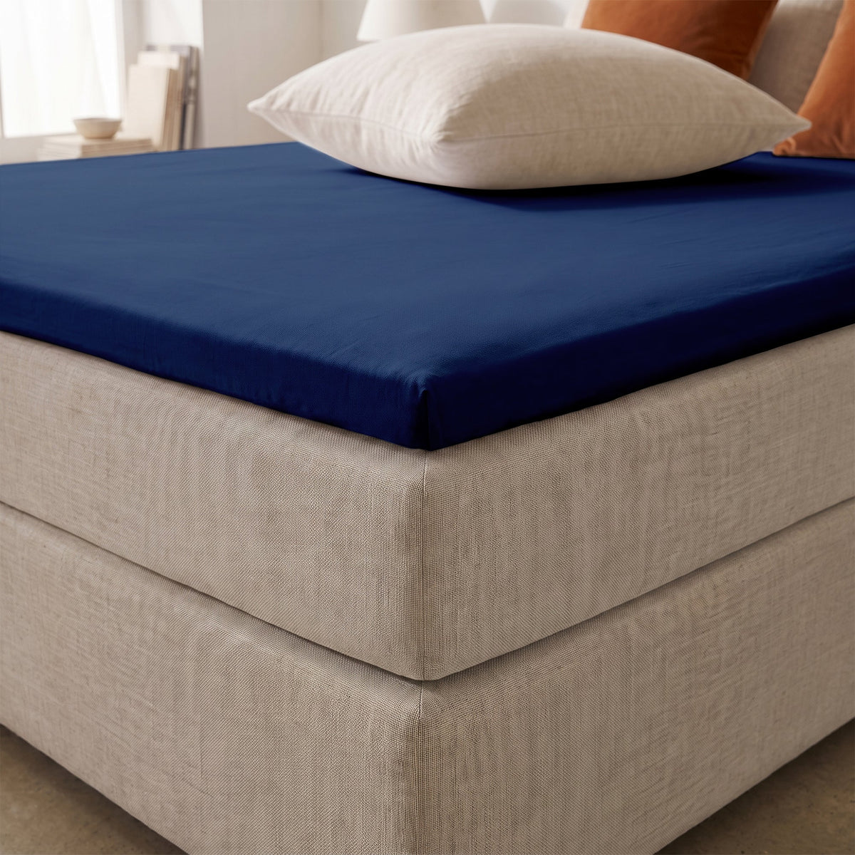 Hoeslaken | Split Topper | Navy | Katoen dubbel jersey