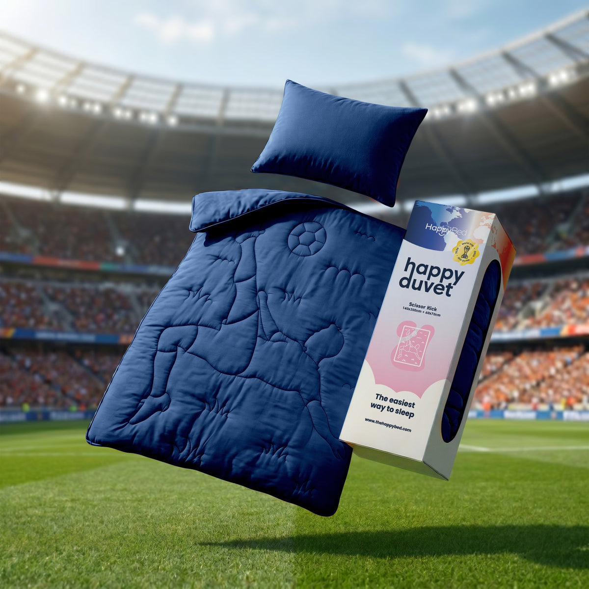 Wasbaar Kids All Season Dekbed | Voetbal Schaar | Navy | Met Kussensloop