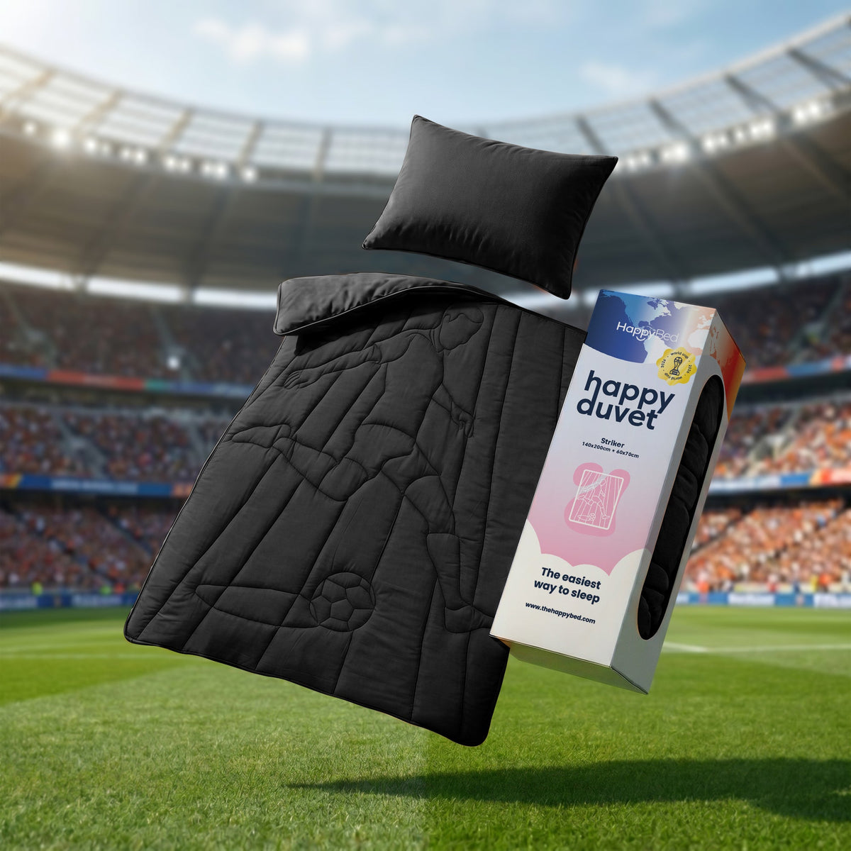 Wasbaar Kids All Season Dekbed | Voetbal Spits | Black | Met Kussensloop