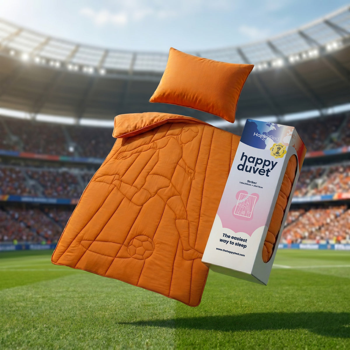 Wasbaar Kids All Season Dekbed | Voetbal Spits | Oranje | Met Kussensloop
