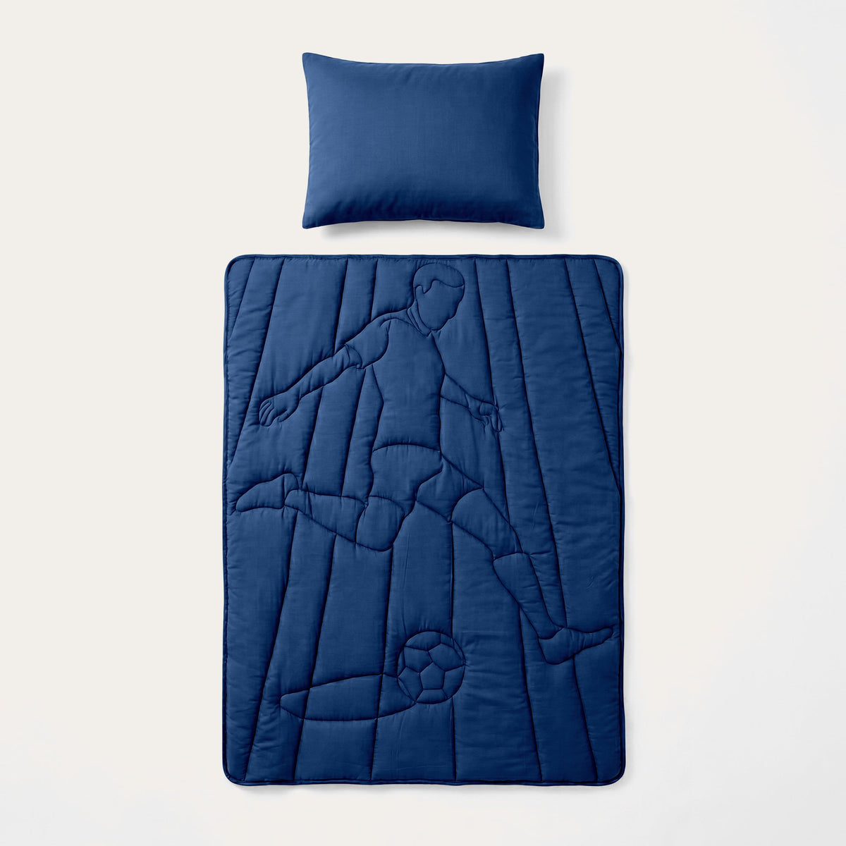 Wasbaar Kids All Season Dekbed | Voetbal Spits | Navy | Met Kussensloop