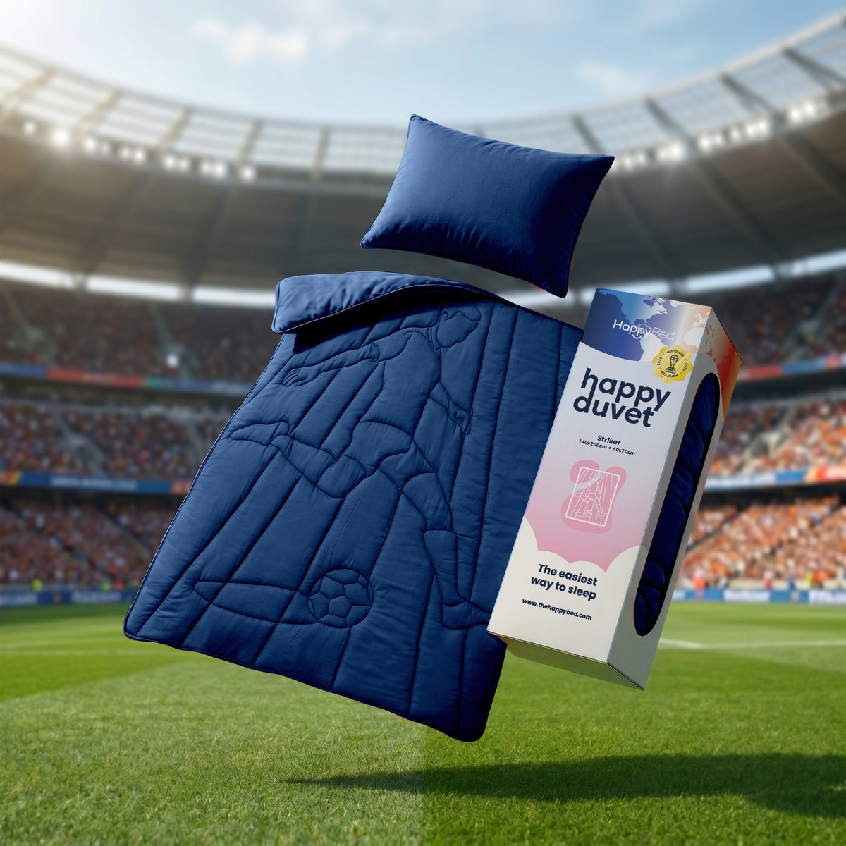 Wasbaar Kids All Season Dekbed | Voetbal Spits | Navy | Met Kussensloop