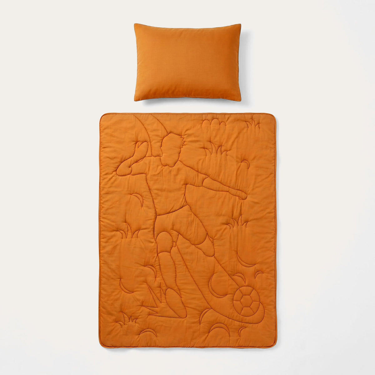 Wasbaar Kids All Season Dekbed | Voetbal schot | Oranje | Met Kussensloop
