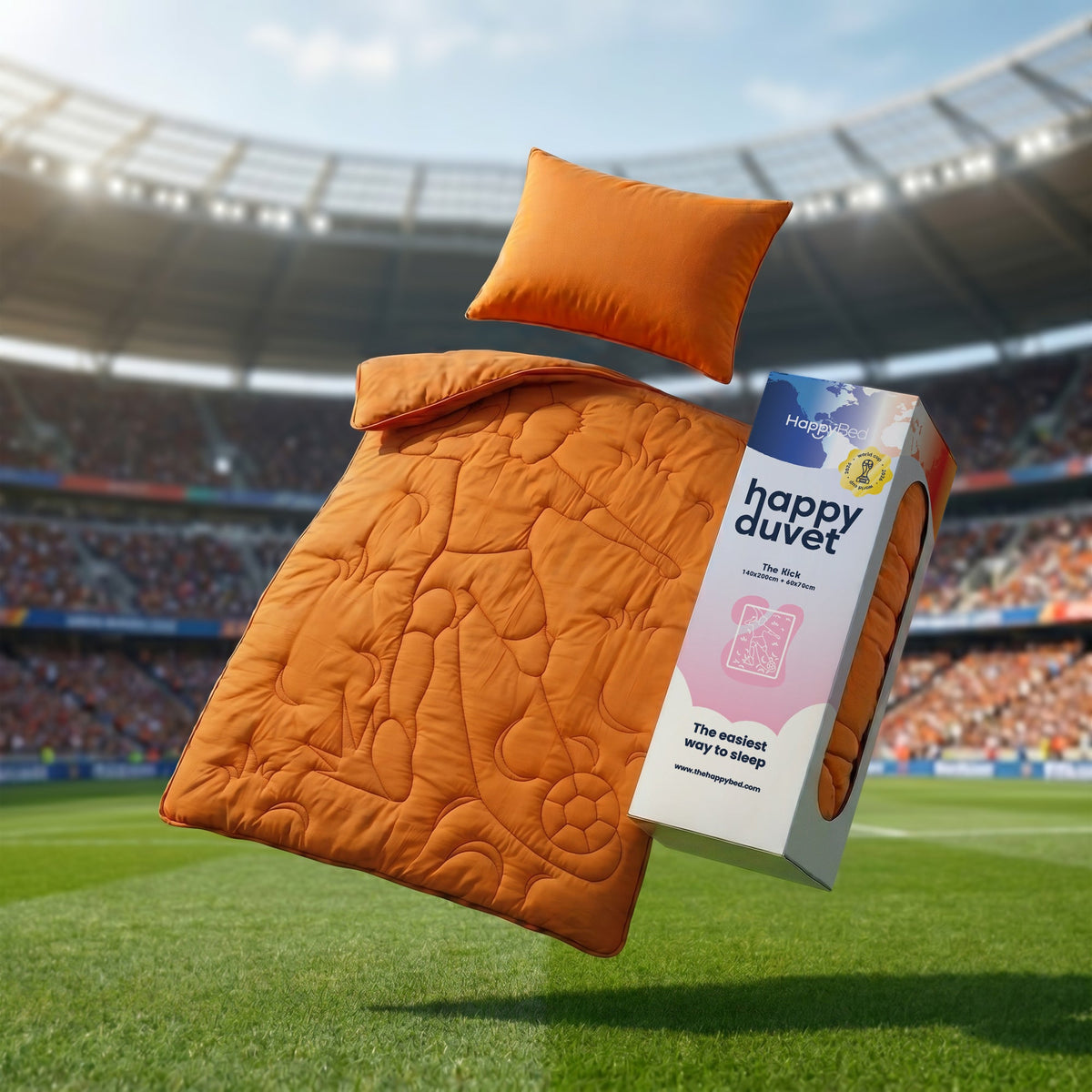 Wasbaar Kids All Season Dekbed | Voetbal schot | Oranje | Met Kussensloop