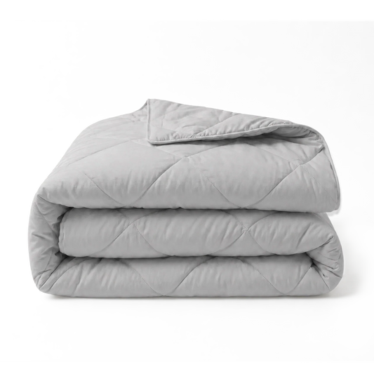 Thehappybed Percal zomerdekbed in pebble grey, licht en ademend percal katoen voor frisse zomernachten