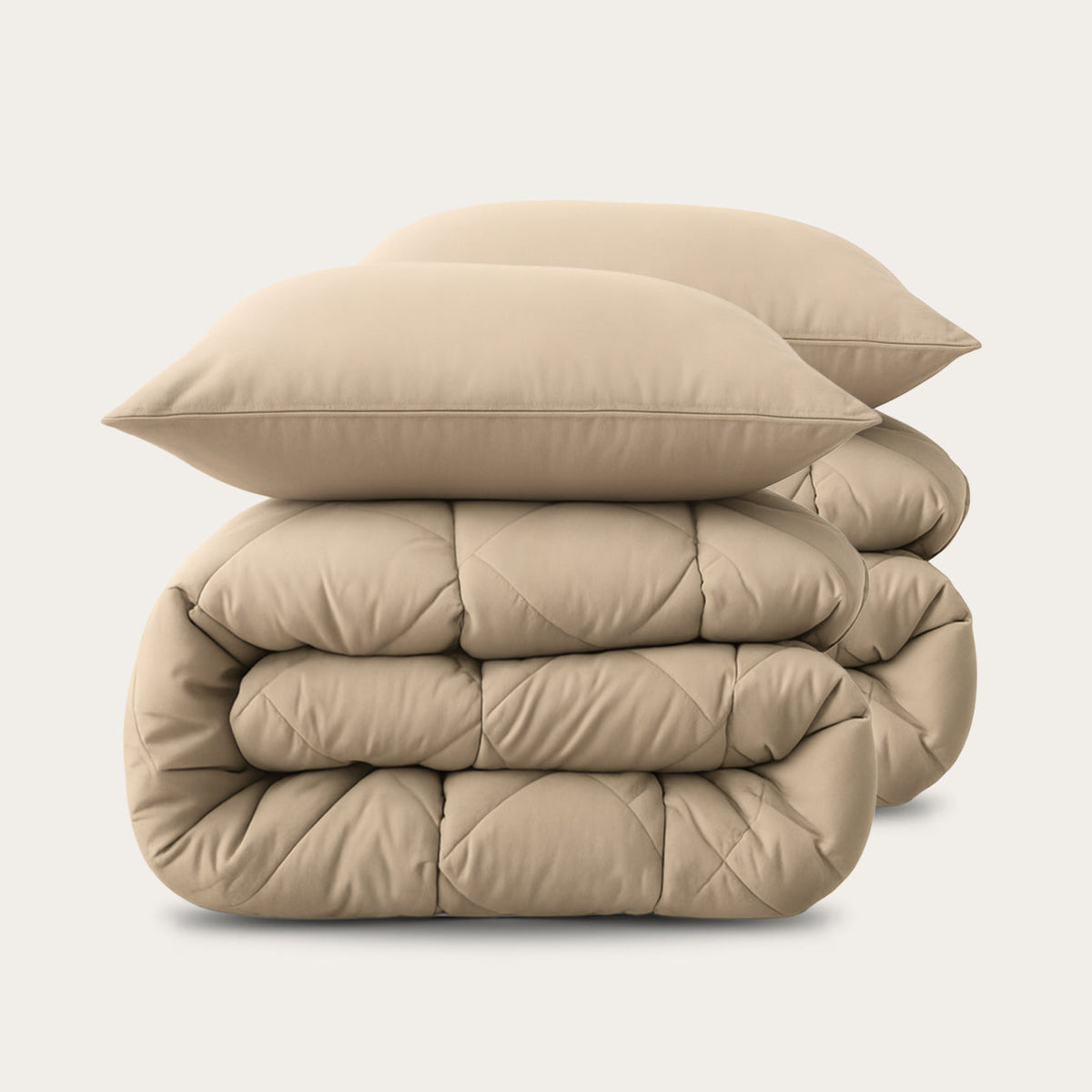 Thehappybed Bestseller Bundel | All-Season Dekbedset Taupe – 2-delige bundel met instopstrook + kussenslopen