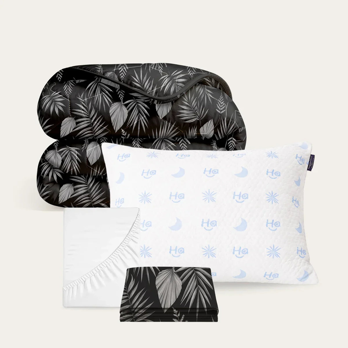 Summer sale bundel | Black Leaves | Wasbaar dekbed
