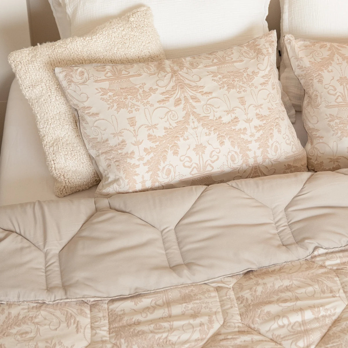 Kussenslopen | Jacquard | Taupe | Set van 2