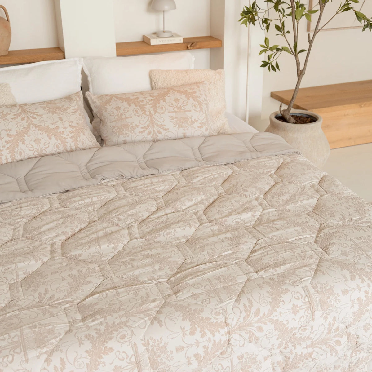 Wasbaar All Season Dekbed | Jacquard | Taupe