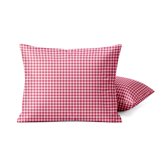 Kussenslopen | Katoen Satijn | Gingham Burgundy | Set van 2