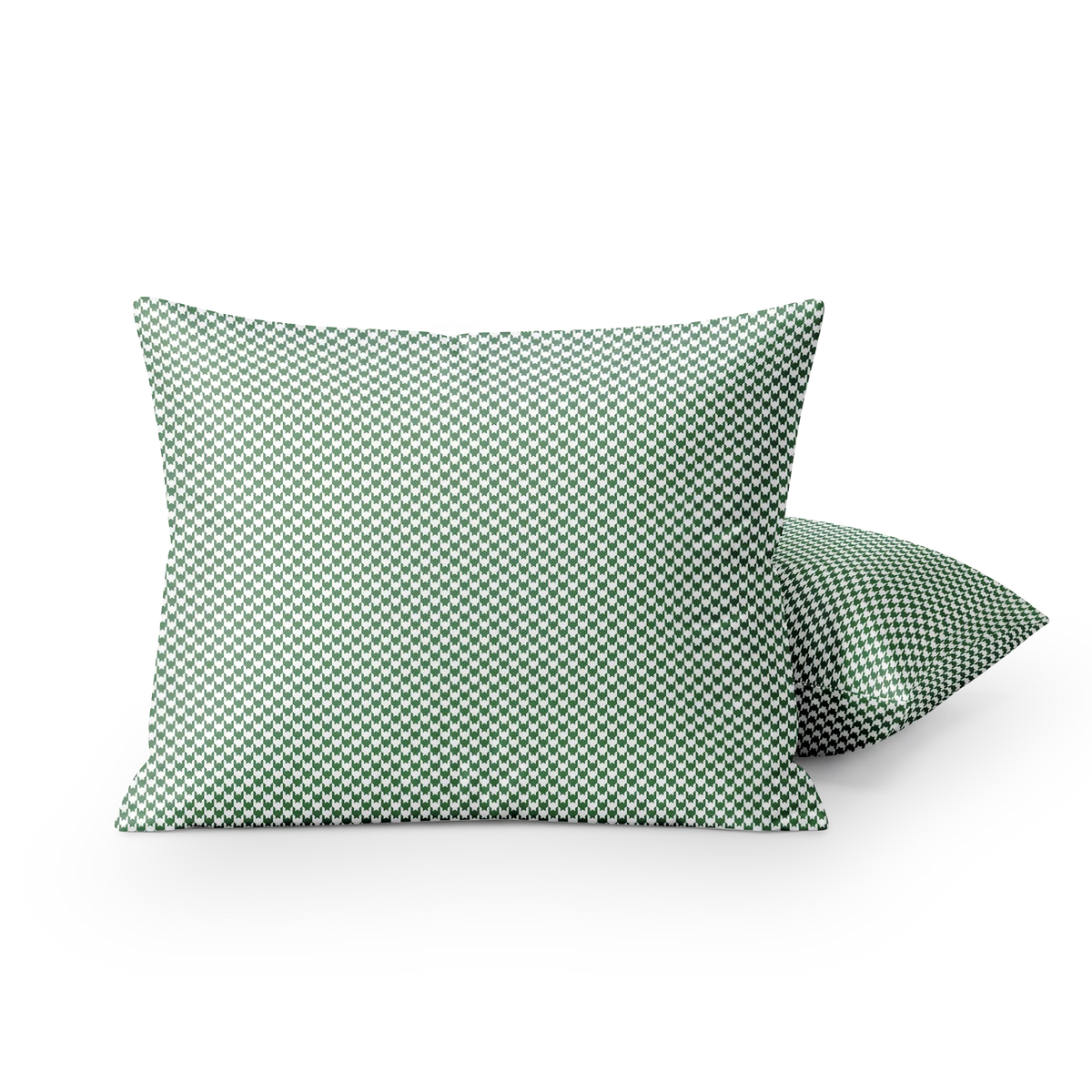 Kussenslopen | Katoen Satijn | Houndstooth Green | Set van 2