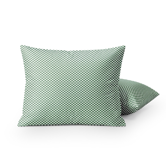 Kussenslopen | Katoen Satijn | Houndstooth Green | Set van 2