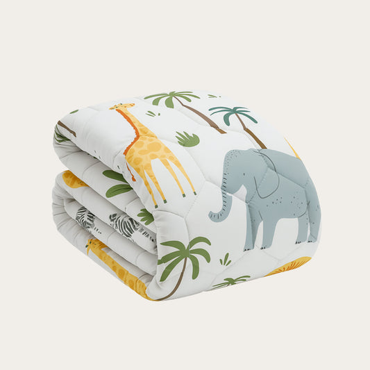 Thehappybed Kids Dekbed met Eddy Elephant print, 100% katoenen kinderdekbed voor alle seizoenen